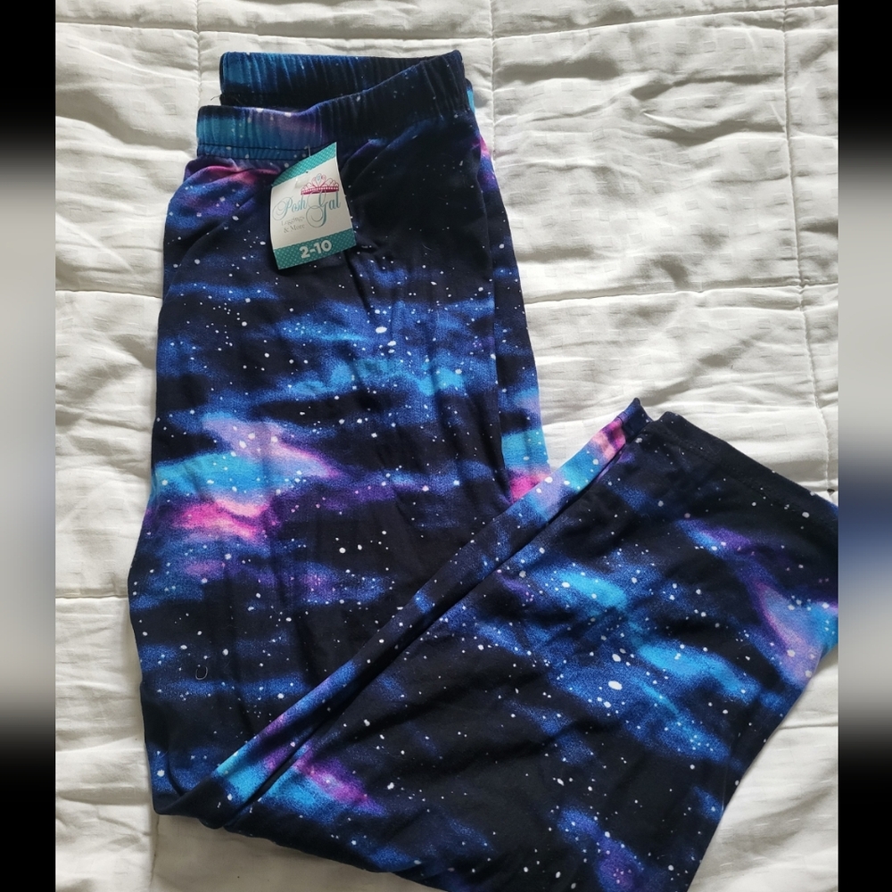 Galaxy Themed Posh Gal CROP leggings  fits sizes 2 to 10